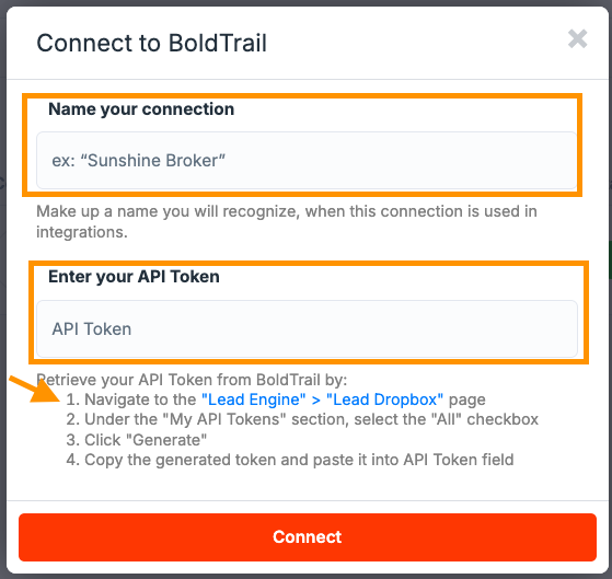 API Nation Add Account form for BoldTrail