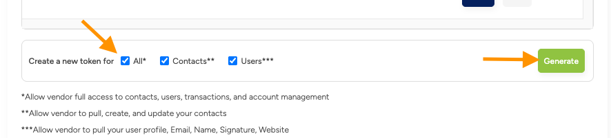 BoldTrail Generate API Key with ALL checkbox