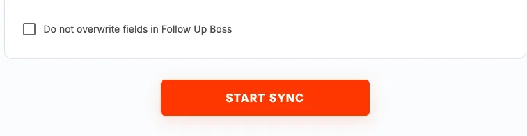 Start Sync button at the bottom of the configurator