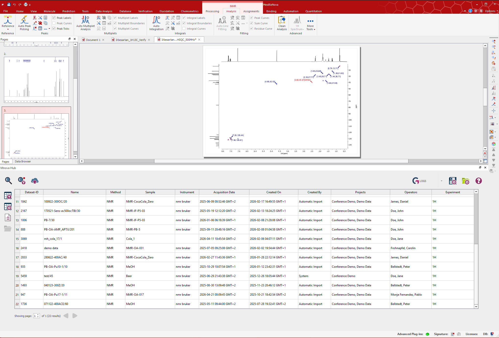 With Mnova Hub you can search for LOGS datasets to process in Mnova and reupload the data to LOGS.