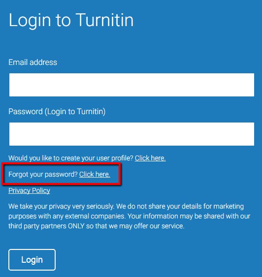 turnitin login and password