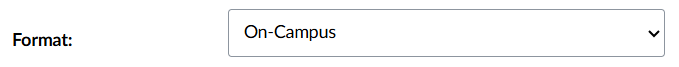 Format drop-down menu with On-Campus, Online, and Blended options.