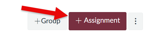 Screenshot highlighting the '+ Assignment' button in the top-right corner of the Canvas interface.