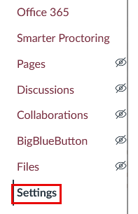 red box surrounding the Settings option