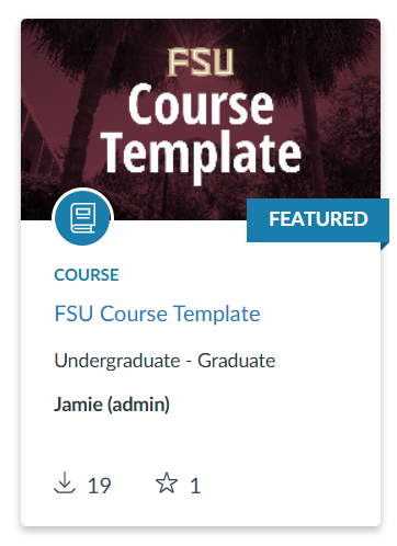 The FSU Course Template resource card in the search results.