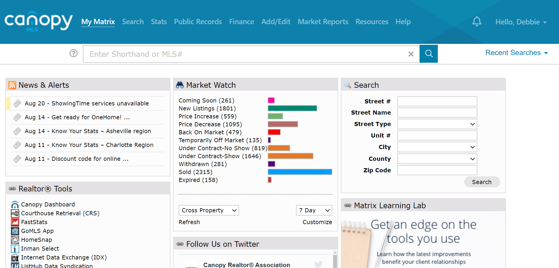 Home Tab Guide Canopy MLS Support