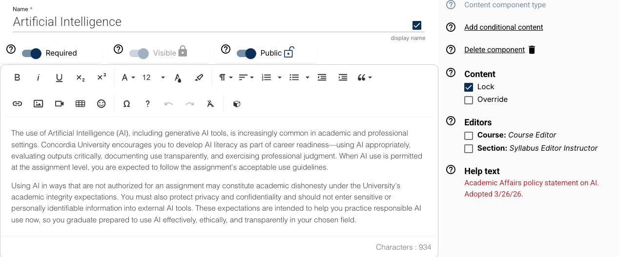 Screenshot of Simple Syllabus interface