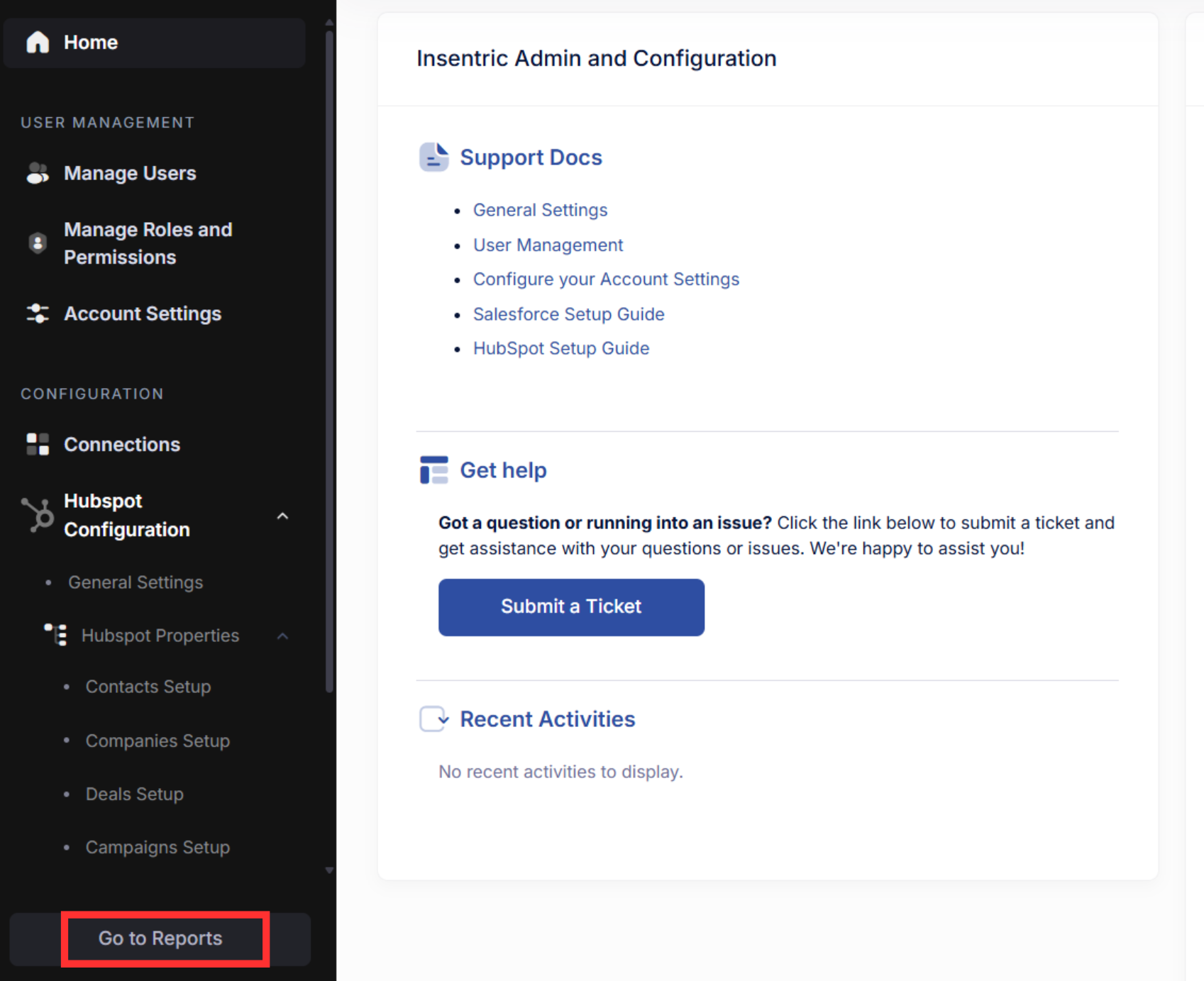Admin Panel Reports View