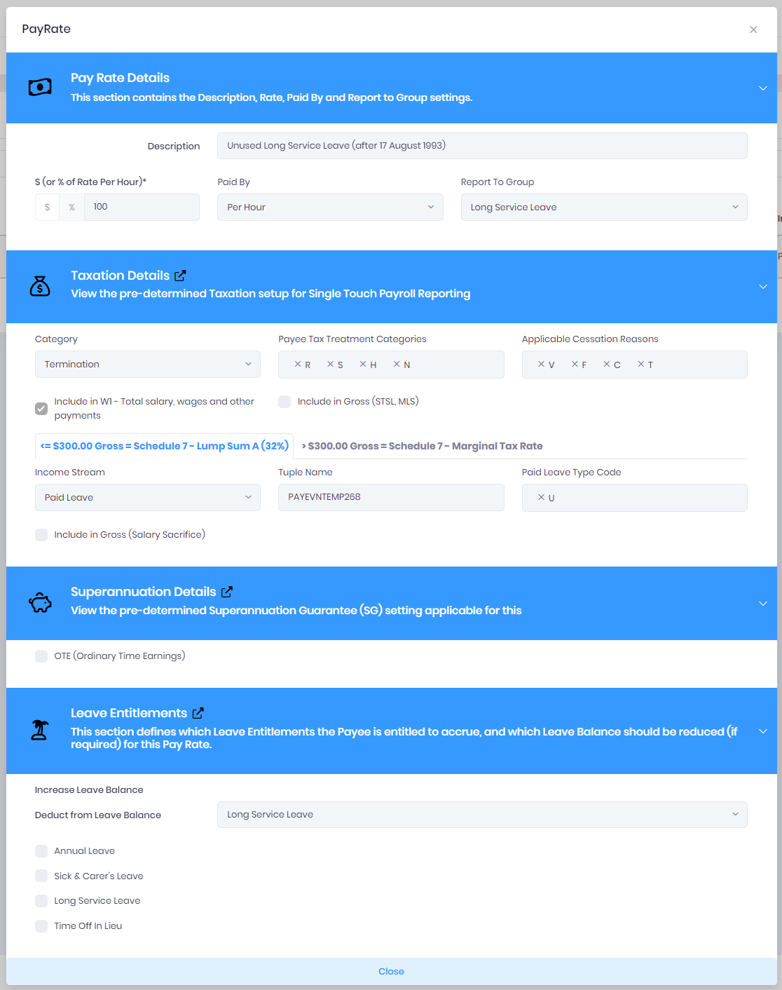 Unused Long Service Leave (after 17 August 1993) ePayDay® Support