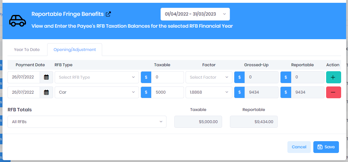 Reportable Fringe Benefits (Opening/Adjustment) Explained ePayDay