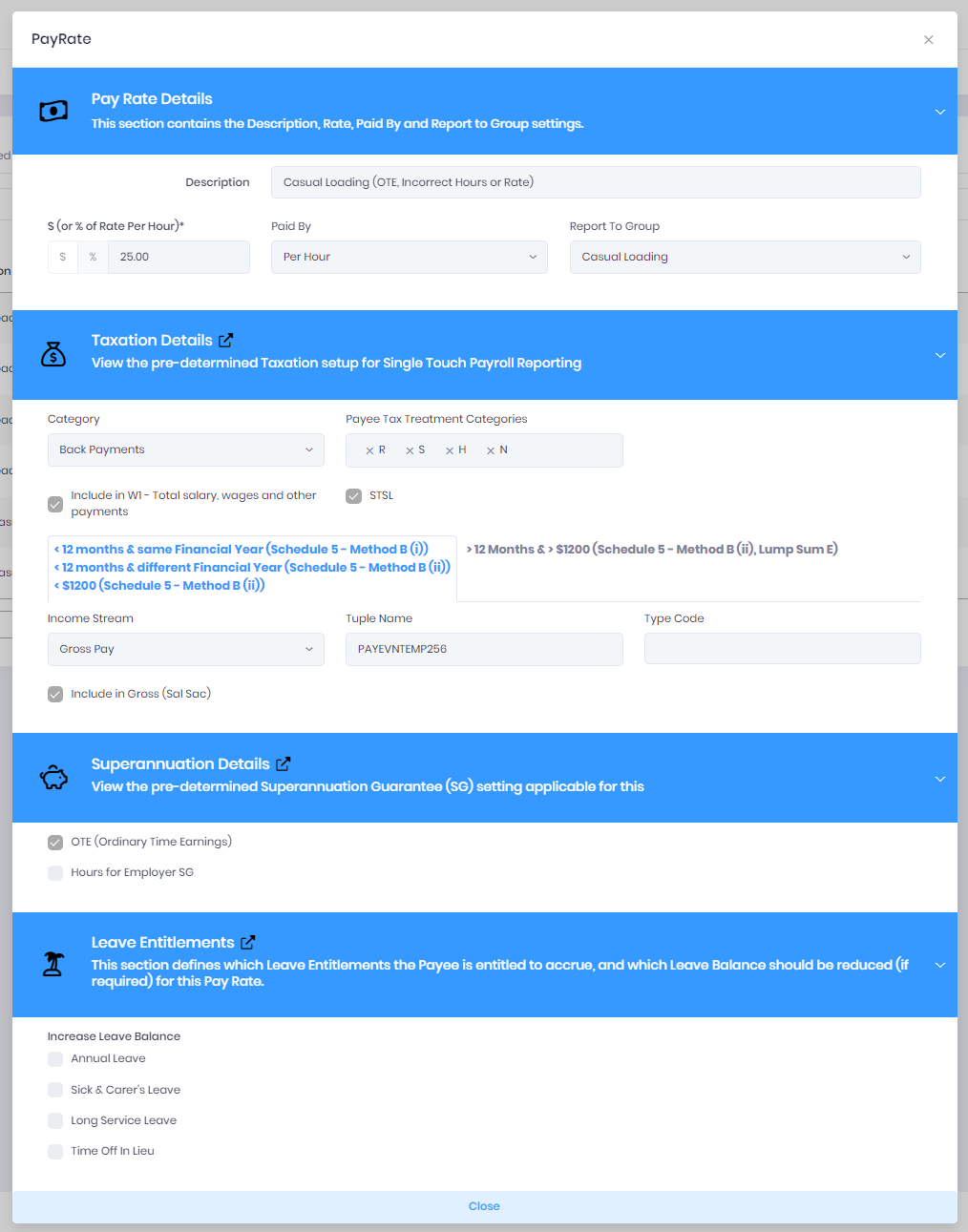Casual Loading (OTE, Incorrect Hours or Rate) ePayDay® Support Services