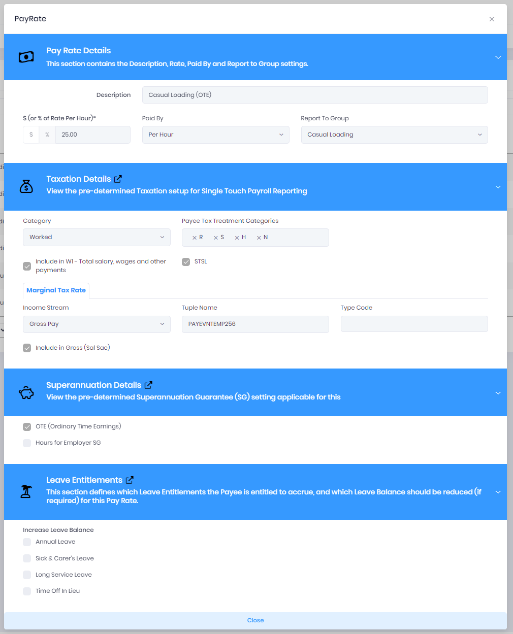 Casual Loading (OTE) ePayDay® Support Services