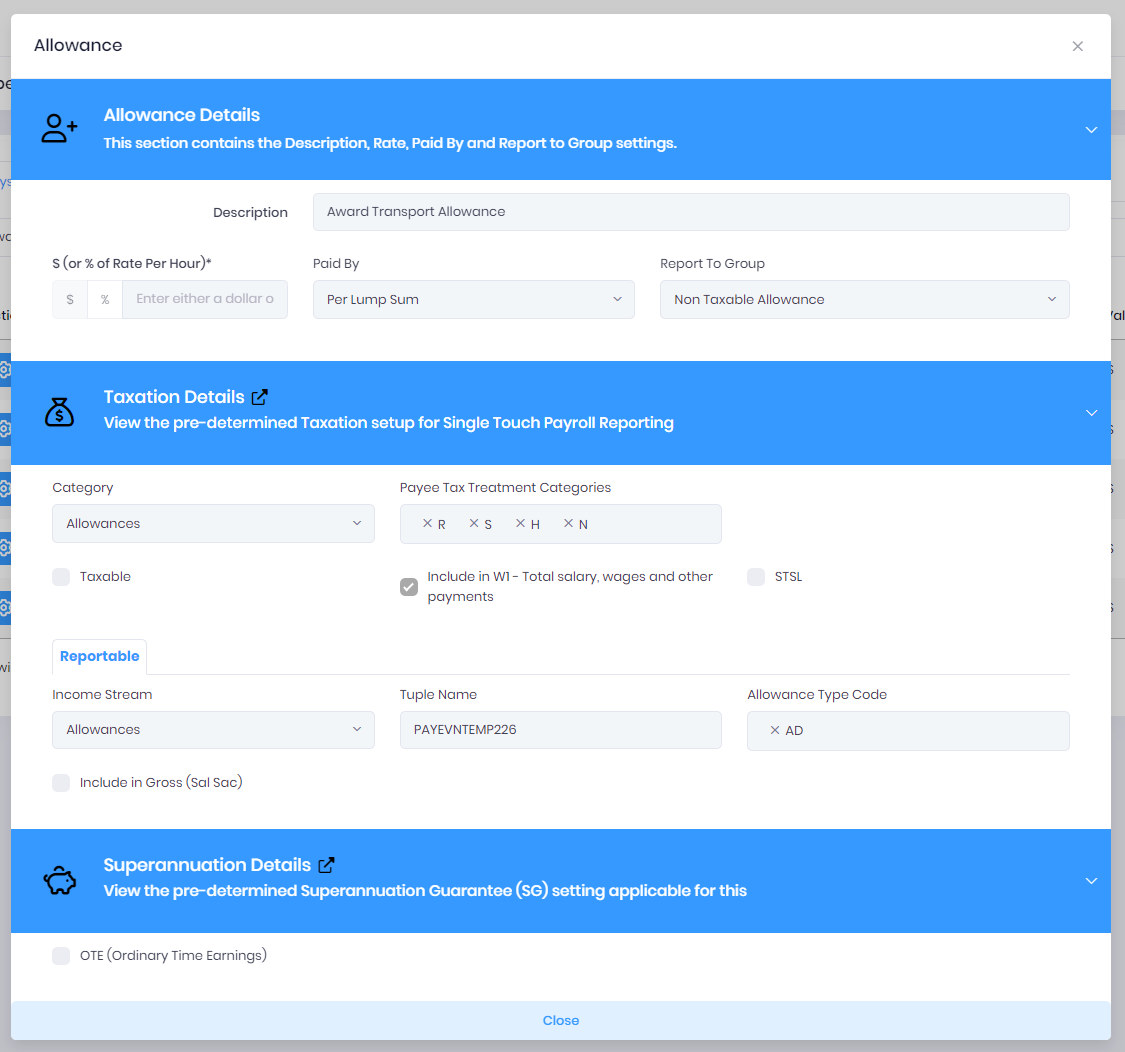 Award Transport Allowance ePayDay® Support Services