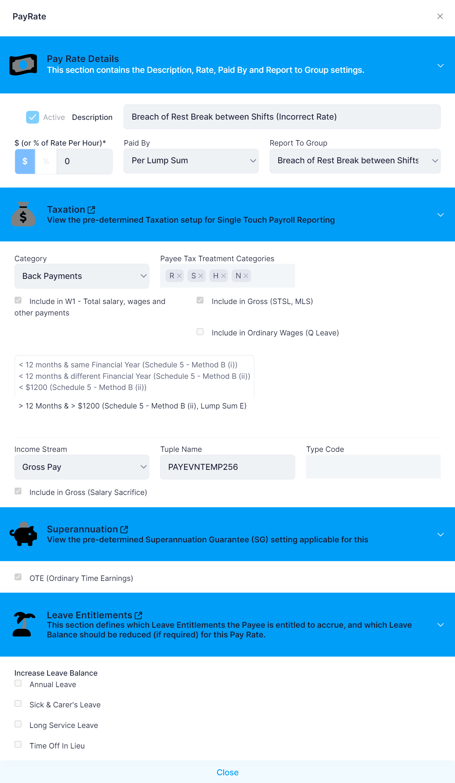Breach of Rest Break between Shifts (Incorrect Rate) ePayDay