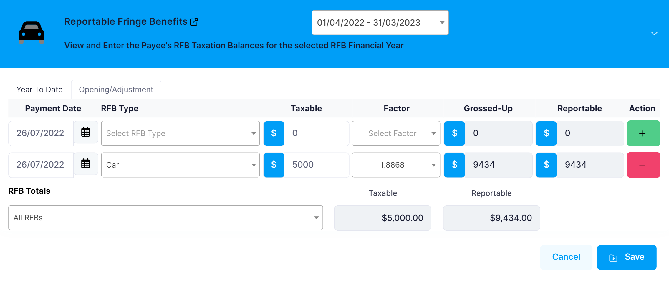 Reportable Fringe Benefits (Opening/Adjustment) Explained ePayDay