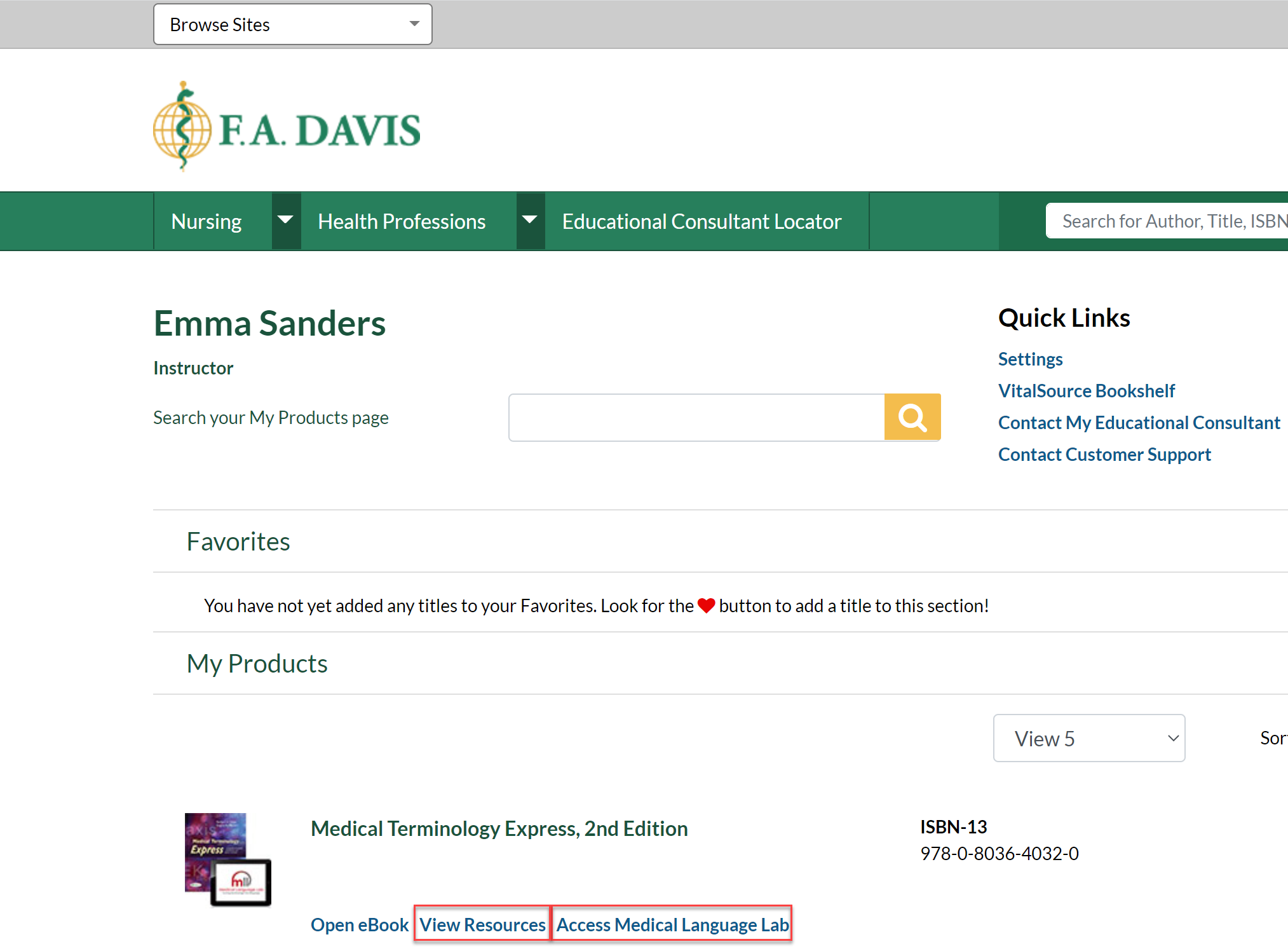Instructor Access Medical Language Lab FA Davis Customer Support Center