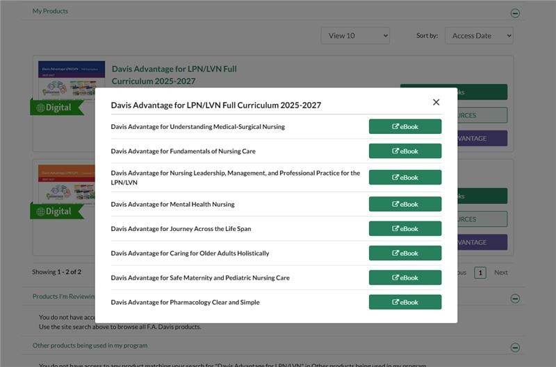 The eBook button appears for each text in the set.