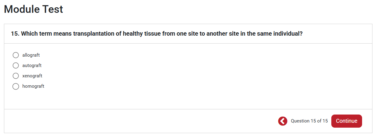A screenshot of the Module Test, showing the types of questions to expect.