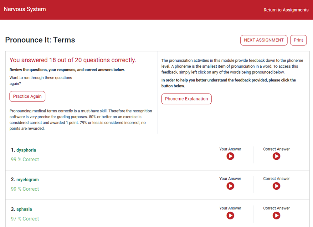 Screenshot of a completed activity that has been accessed through the Gradebook to reveal the student's submission and feedback.