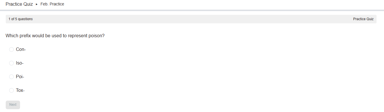 A screenshot of a Practice Quiz in Davis 360.