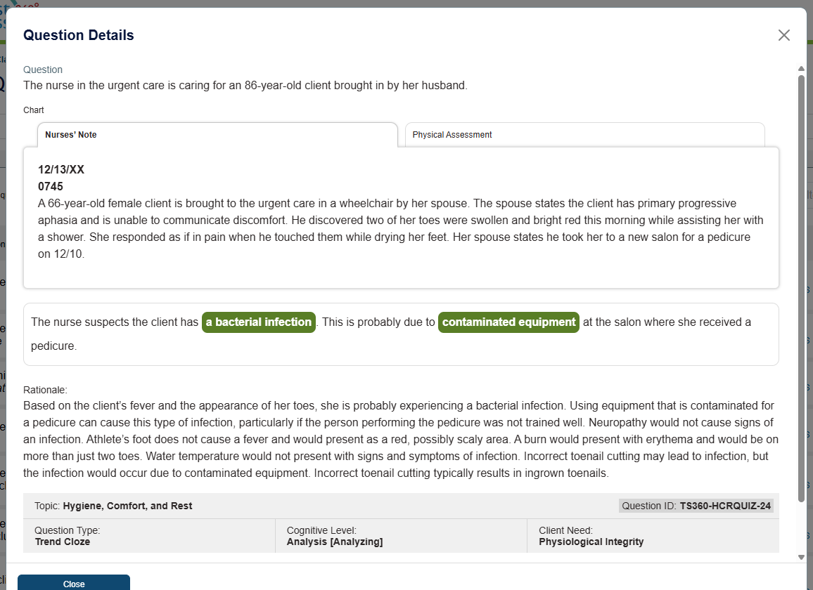 A screenshot of a Question Details page.