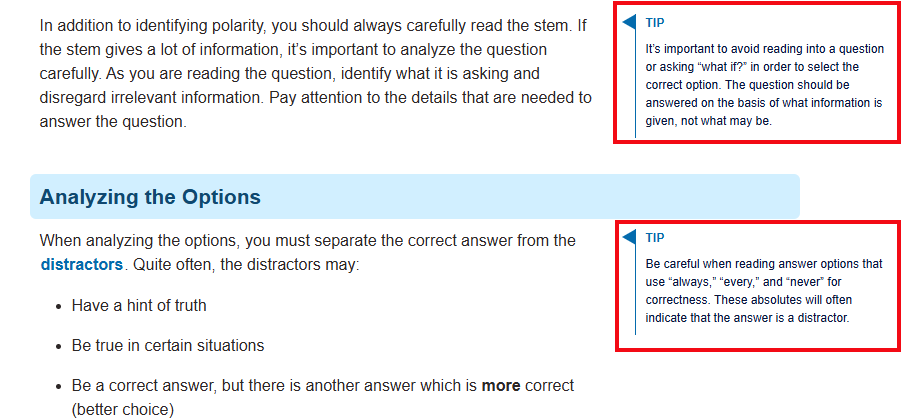 A screenshot of a Learn section with red boxes highlighting Tips.
