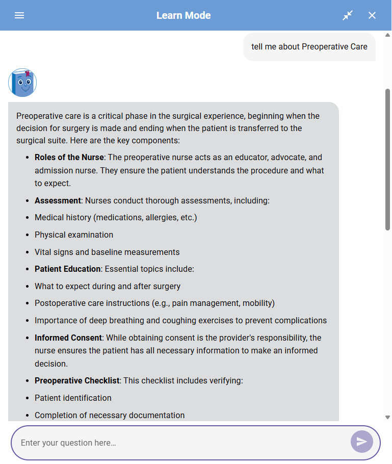 A screenshot of PAIGE showing the summarization of a key topic.