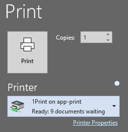 1 Print option on Windows