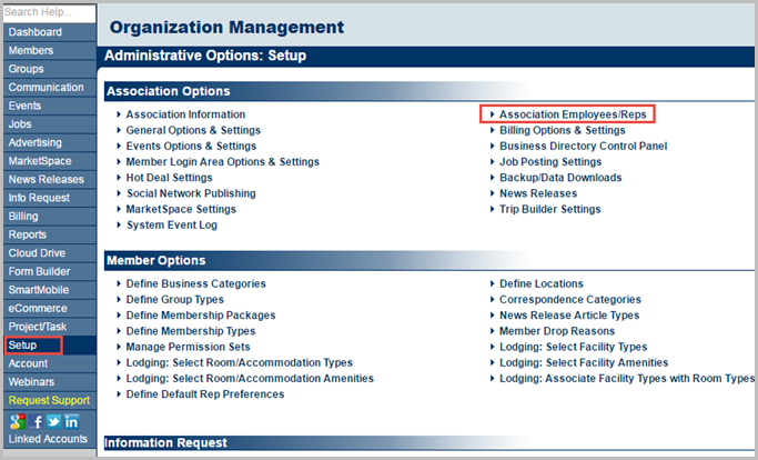 Staff Employee Logins And Permissions link ChamberMaster