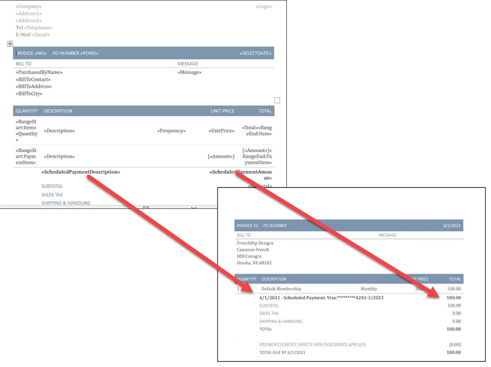 Invoice template screenshot