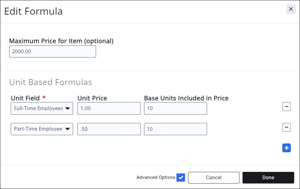 edit formula screen