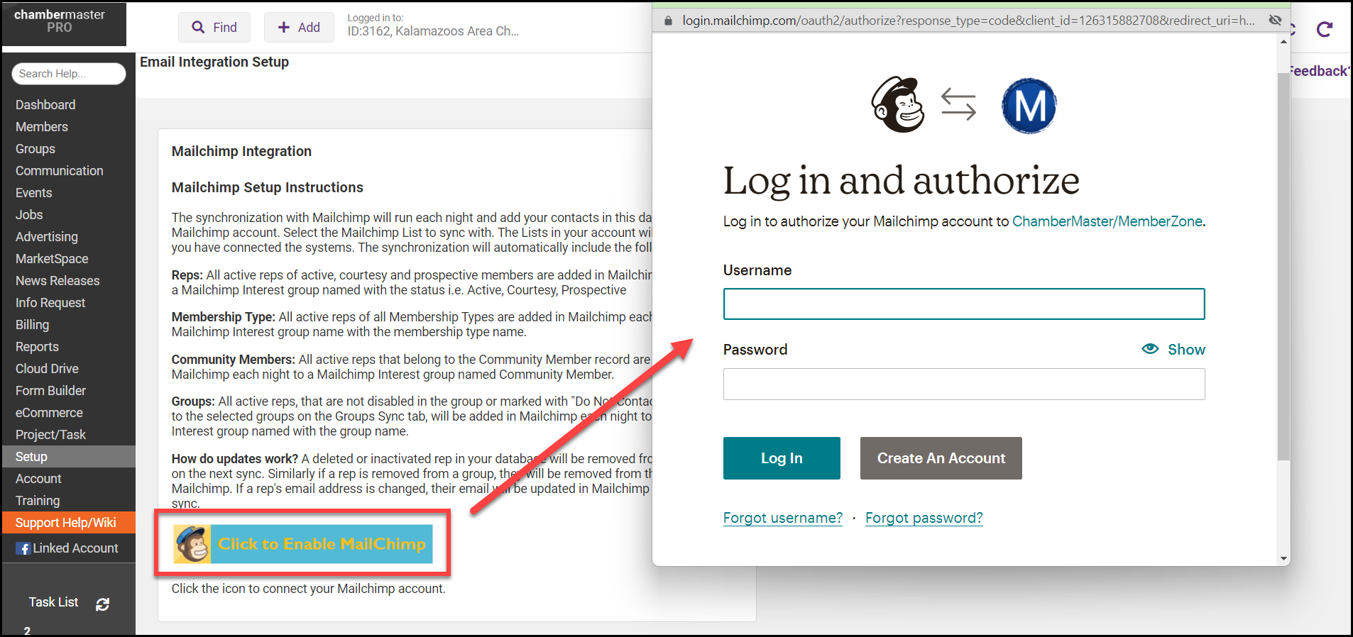 MailChimp Integration ChamberMaster