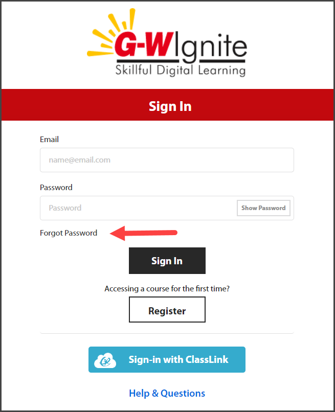 GW Ignite Instructor How to Change Your Password GoodheartWillcox Publisher powered by