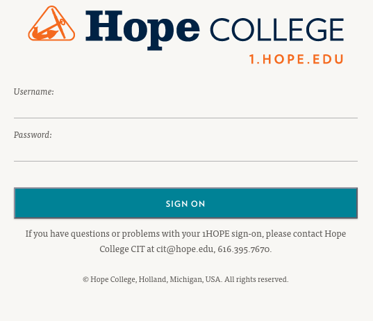 A screenshot of the old sso.hope.edu webpage that will be going away
