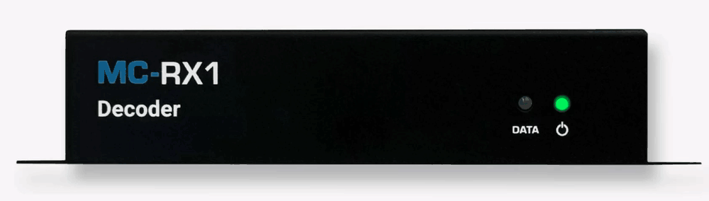 MC-RX1 Decoder Power LED remains solid while the Data LED blinks