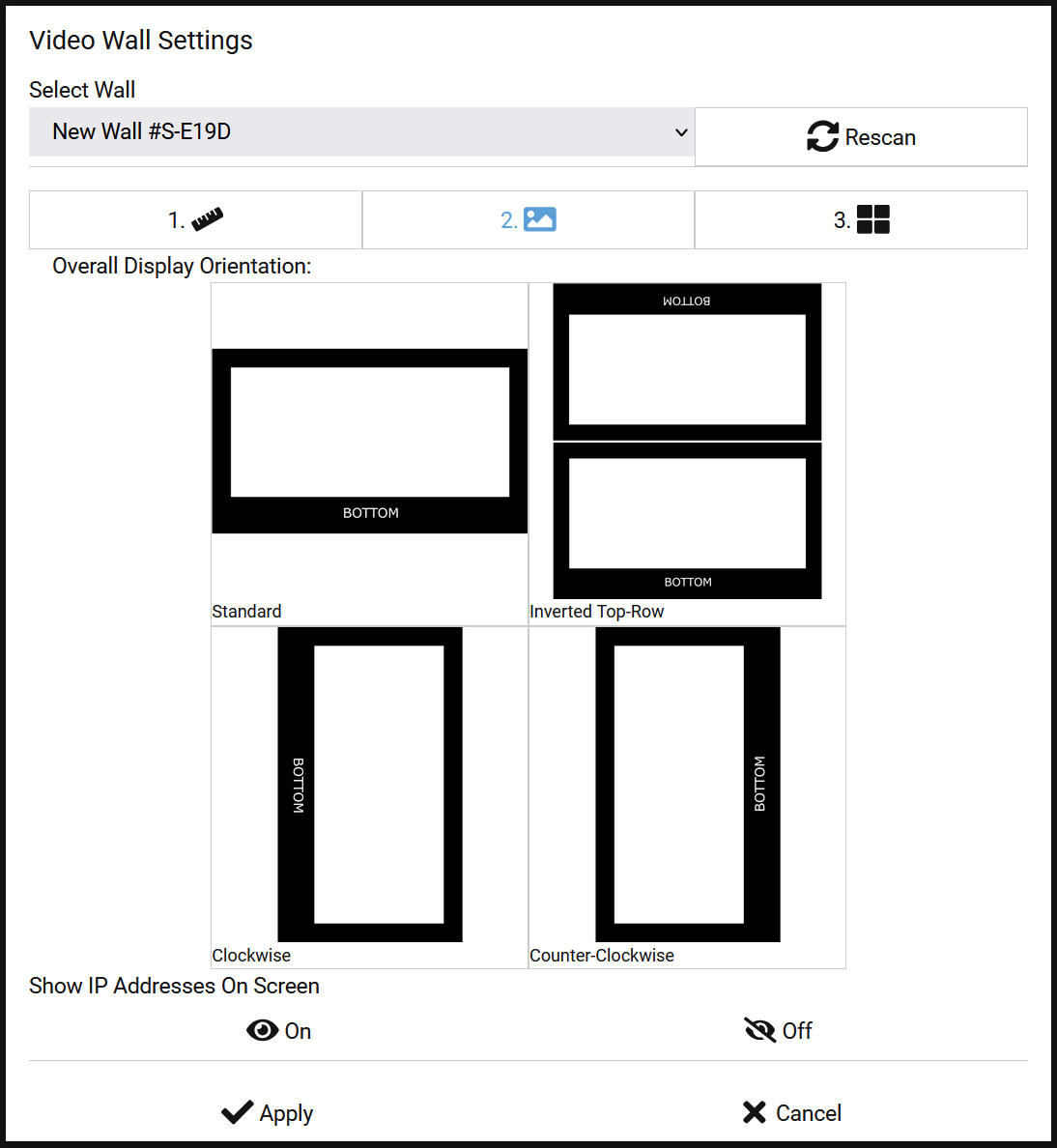 Display orientation settings in the MaxColor Series webUI