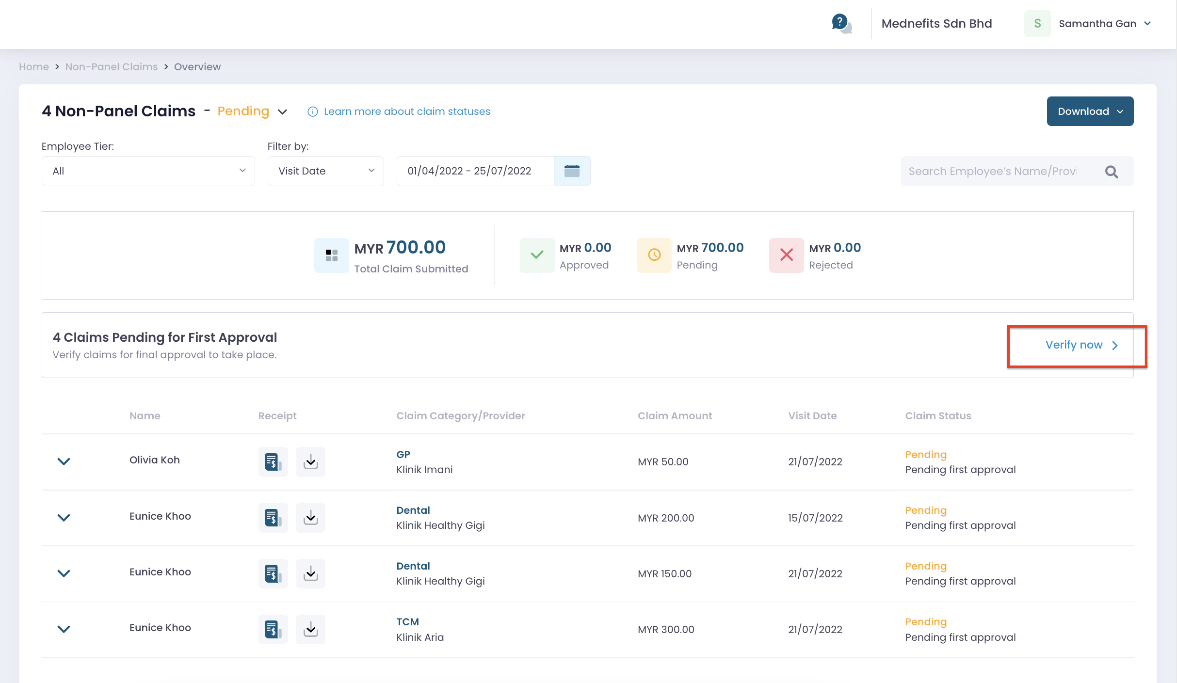Claims Processing with TwoLevel Approval Mednefits Helpdesk