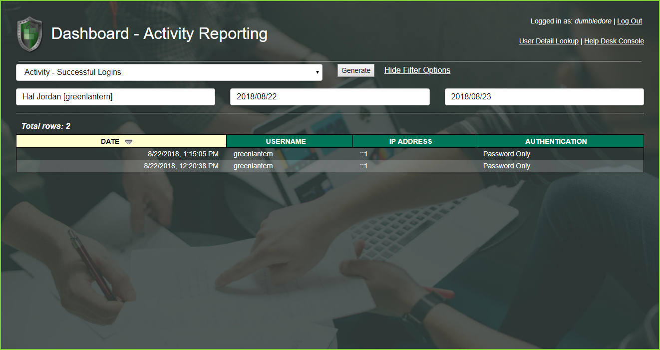 PortalGuard Activity Reporting - Successful Login - Greenlantern PortalGuard Activity Reporting - Successful Login - Greenlantern