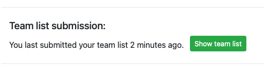 an image showing a recently submitted team and the show team list button