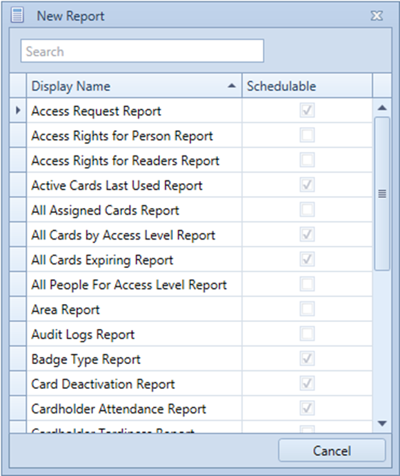 Canned Reports Feenics