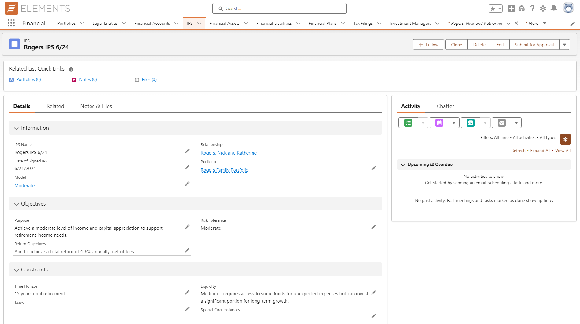 Investment Policy Statement IPS Object On Elements Elements