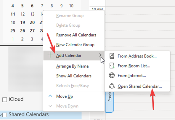 Accessing Shared Calendar In Outlook For Windows Computers SSA IT 