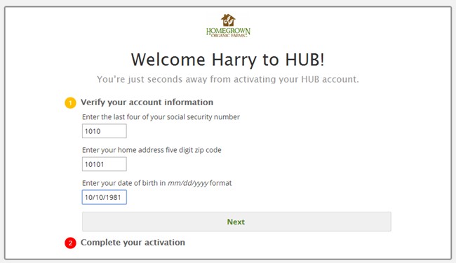 Verification information populated Verification information populated