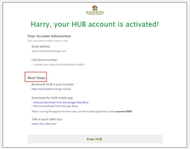 Successful activation Successful activation