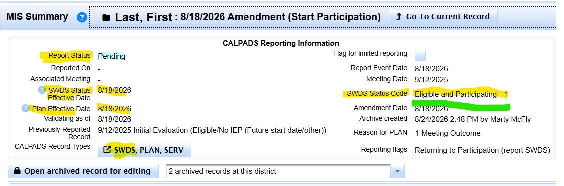 CALPADS Reporting area showing Report Status Pending.