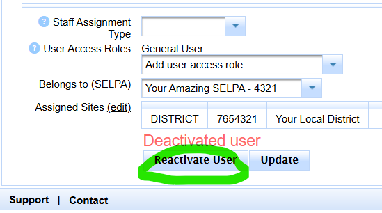 Choose User controls for locating an active or deactivated account