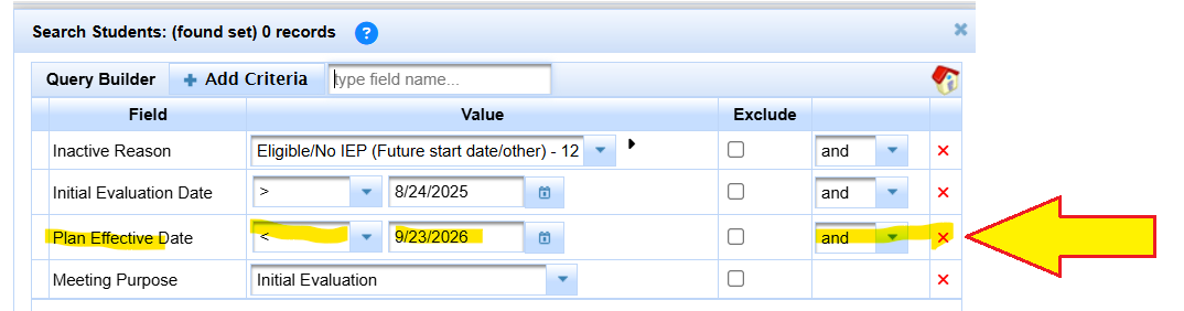 Predefined Student List area with Data Monitoring choices