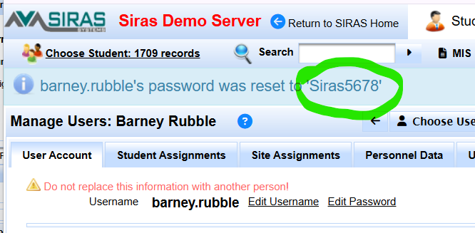 Confirmation step for the administrator password reset