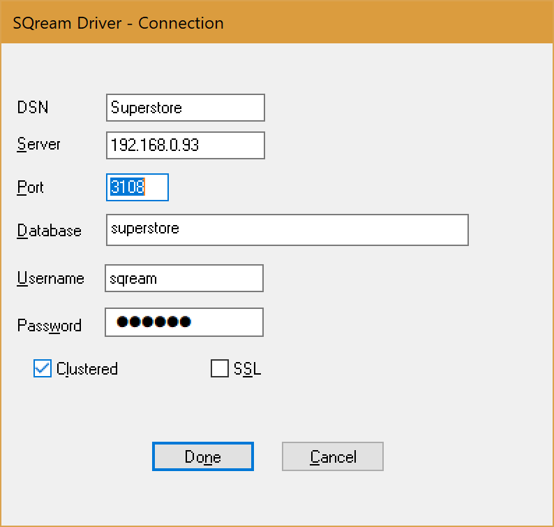 SQream DB ODBC DSN configuration SQream DB ODBC DSN configuration
