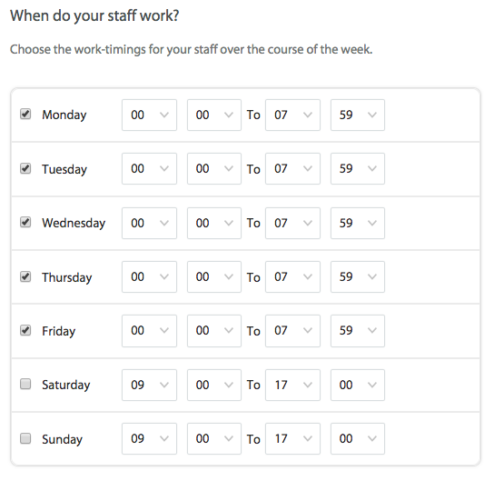 saturday and sunday work schedule